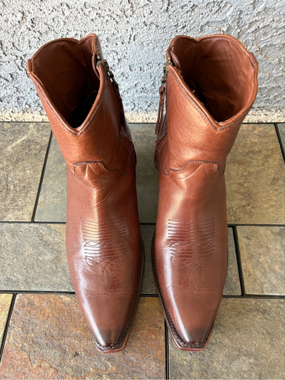 Tecovas The Daisy Women's Brown Leather Western Ankle Boots - Picture 3 of 9